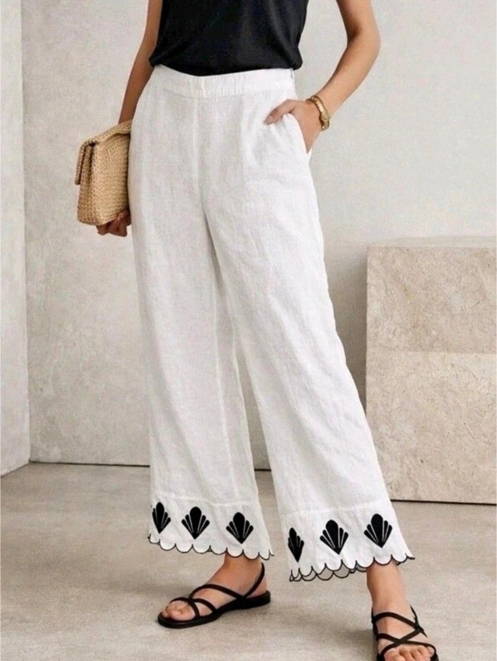 Calypso St. Barth Linen Wide Leg Pants in White Size Medium